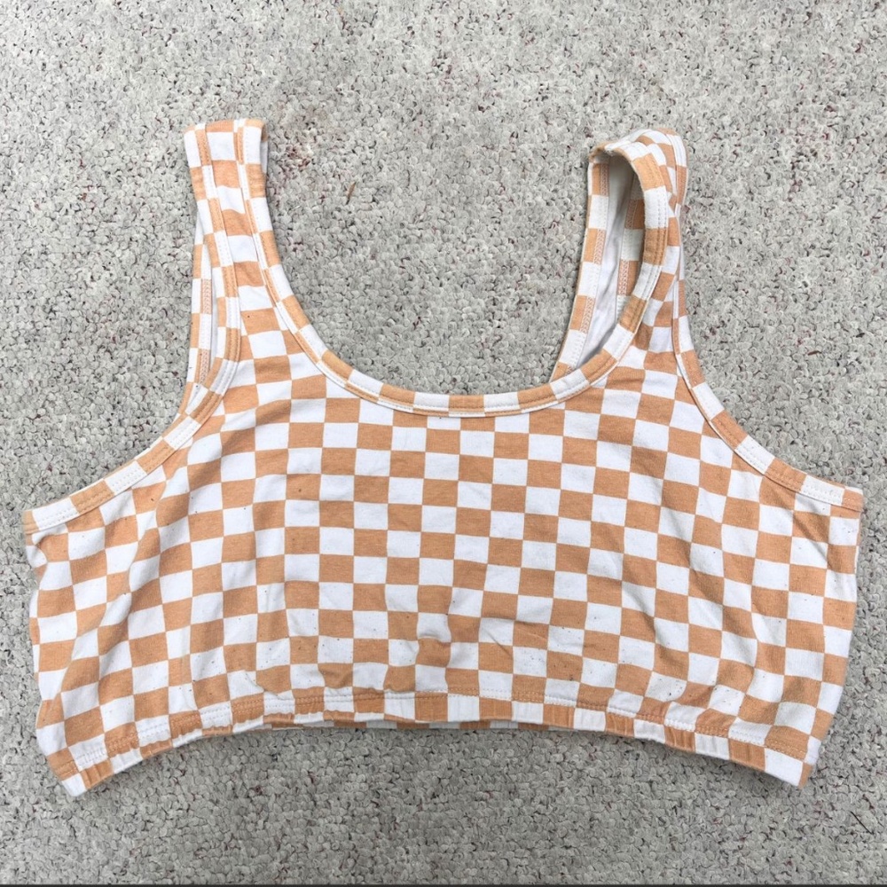 Arq Wide Strap Bra in Yellow and White Checkered Size 3X